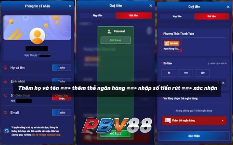 Các bước rút tiền PBV88 về tài khoản ngân hàng